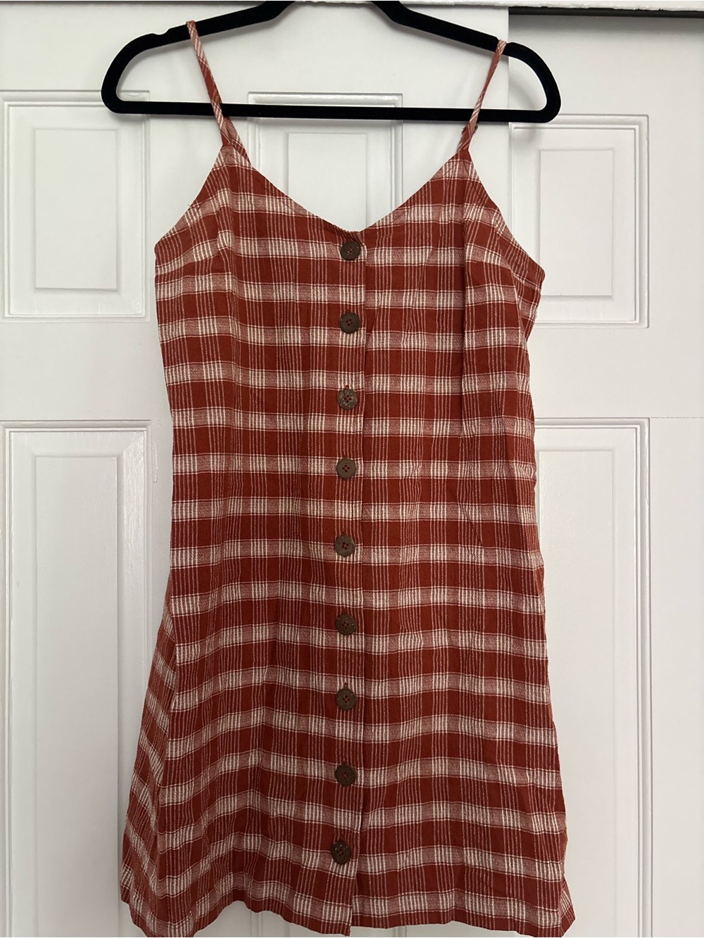 Ripcurl Rust Plaid Button-Front Slip Dress
